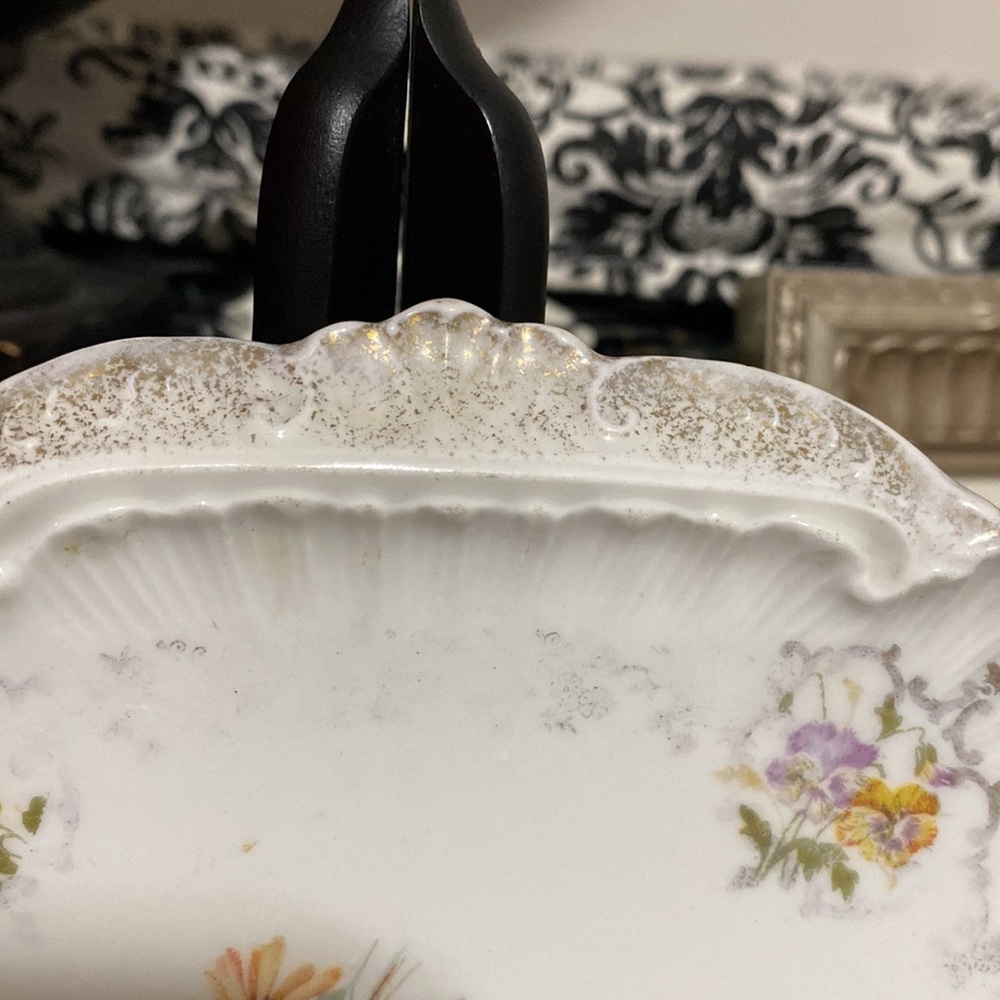 Antique Germany Carl Tielsch Floral Square Cake Plate! - Picture 2 of 7